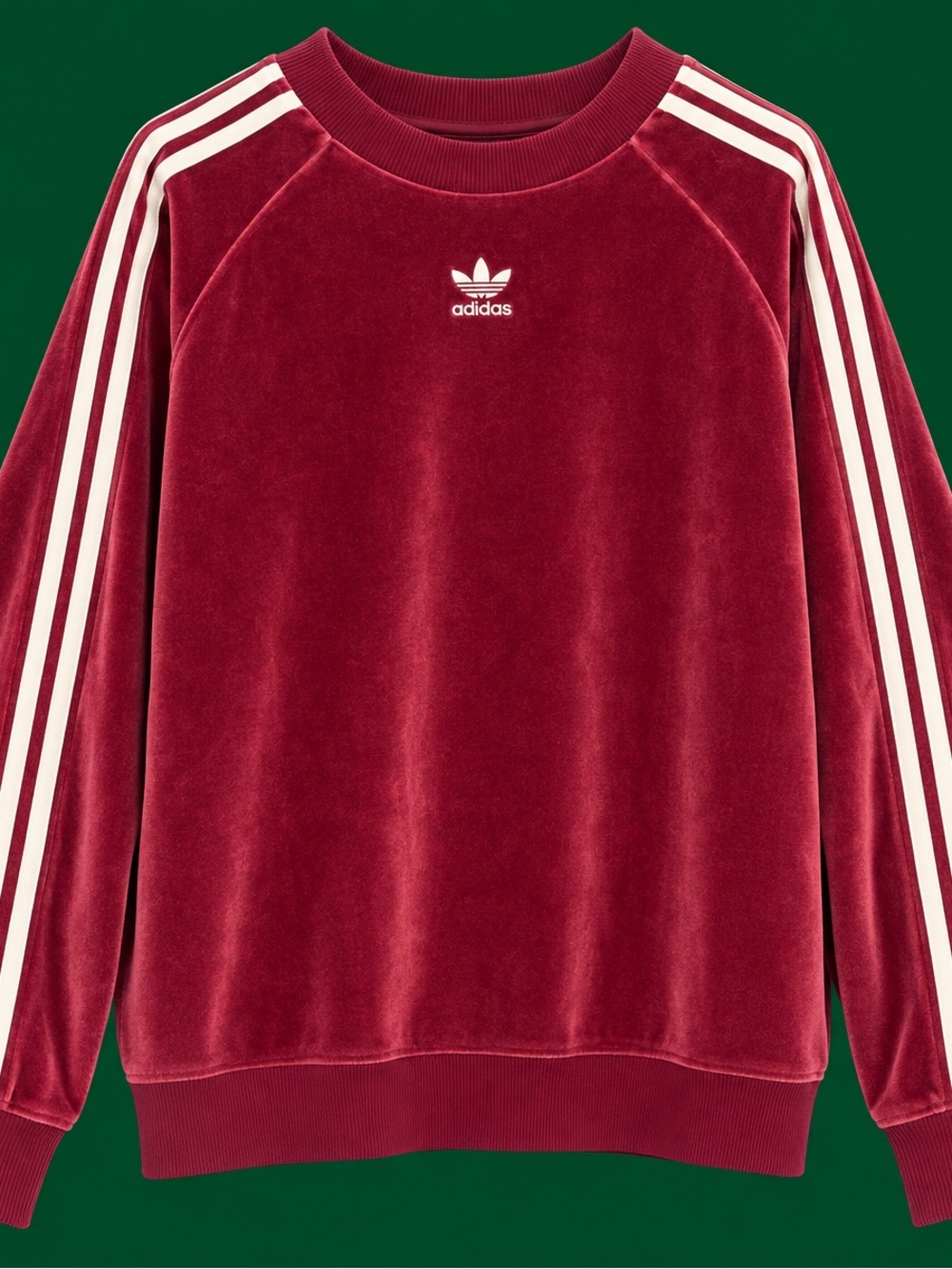 Adidas Velvet Crewneck Sweatshirt in Burgundy